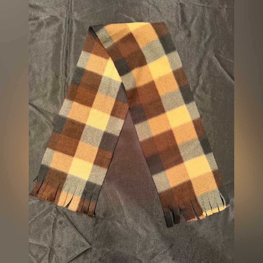 Cozy Plaid Kids Scarf in Brown and Yellow